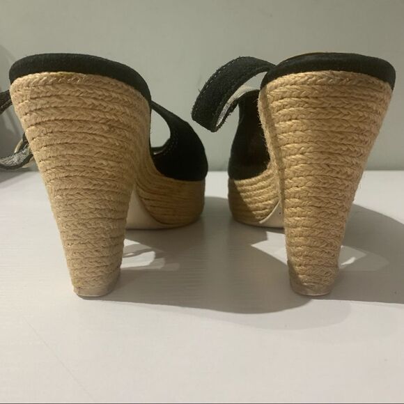 Barnes New York navy criss cross block heels - Picture 4 of 7